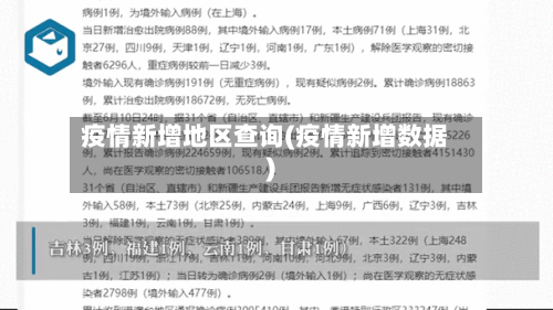 疫情新增地区查询(疫情新增数据)